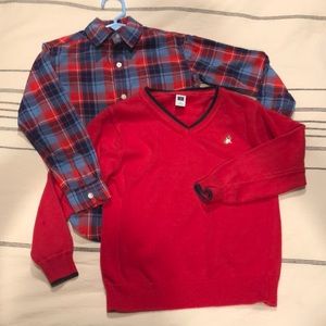 Janie and Jack Boys 5 button down and sweater bundle